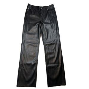 Zara Faux Leather Pants Black High Rise Straight Leg Size 8 Edgy Baddie